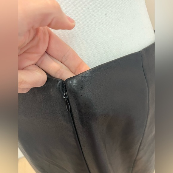 Vintage Casual Corner Black Leather Skirt with Braided Leather Embellishment 6 - Picture 13 of 14